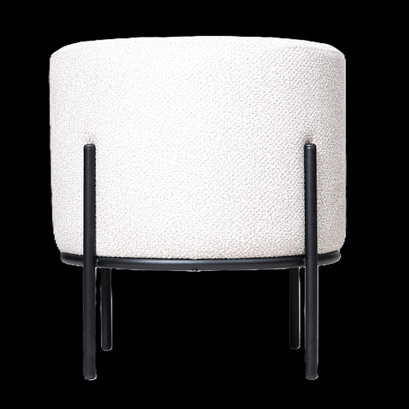 Gastronomie Hocker Siena 2 Runder, weißer Hocker mit schwarzem Metallgestell.