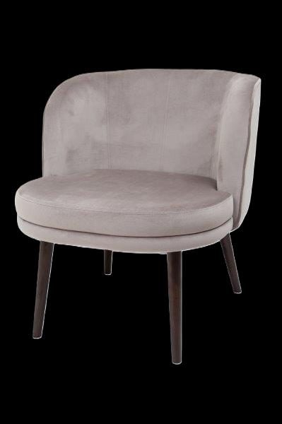 Runde, gepolsterte Lounge-Chaise mit Holzbeinen in hellem Grau.